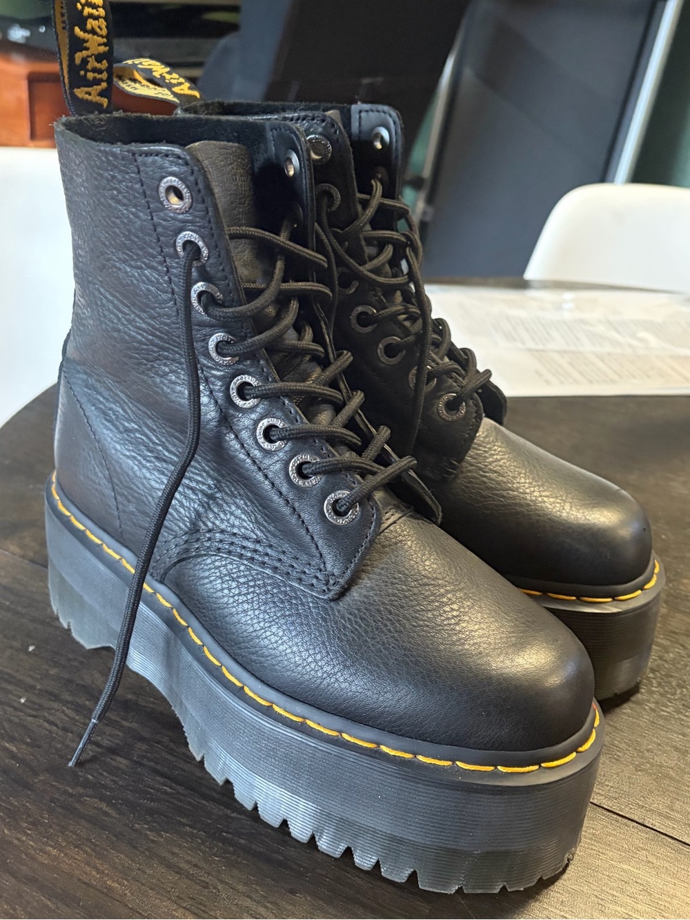 Dr. Martens 1460 Pascal Max Black Leather Platform Boots Lace Ups